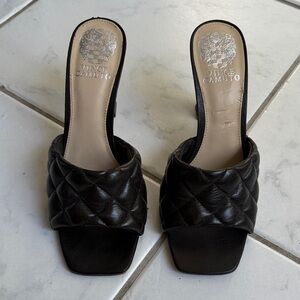 Vince Camuto Black Quilted Mules